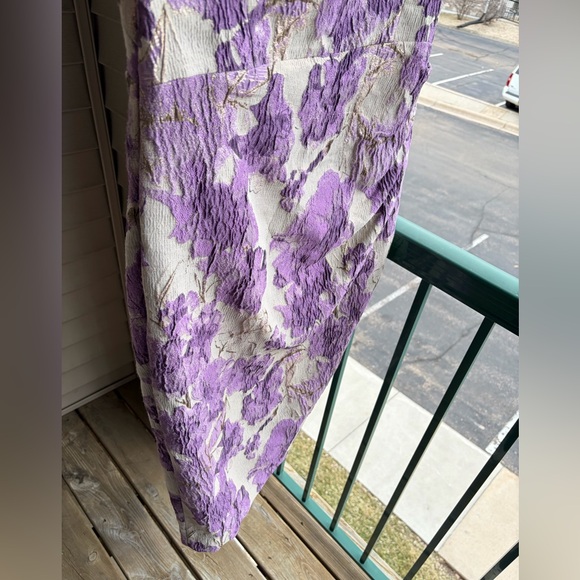 🆕✨DonnaKaran New York Textured Floral Midi Dress Purple Beige Jacquard Size 4,12 - Picture 7 of 16